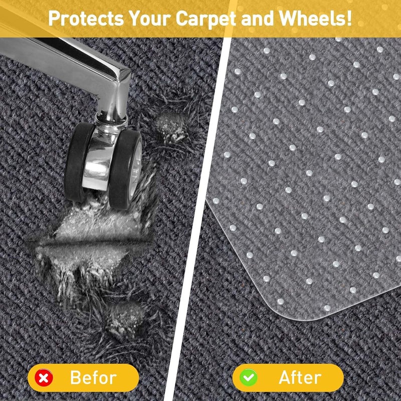 PHOUZIN Heavy Duty Office Chair Mat for Carpet Floors & Desk Mat for Carpeted Floors - Clear Floor Protector with Extended Lip | Slip-Resistant, Easy Glide 36"x48" for Low/Flat Pile - Home, Office & Gaming - Image 5